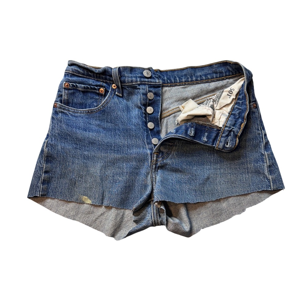 Levi's 501 Shorts Womens 26 Blue Original Cut Off Denim High Rise Button Fly